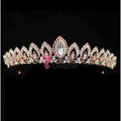 Coroana eleganta pentru mireasa CR020BB Bronz cu cristale din sticla 